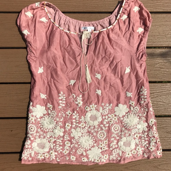 Anthropologie Tops - Anthropologie ( Blue Tassel ) embroidered top